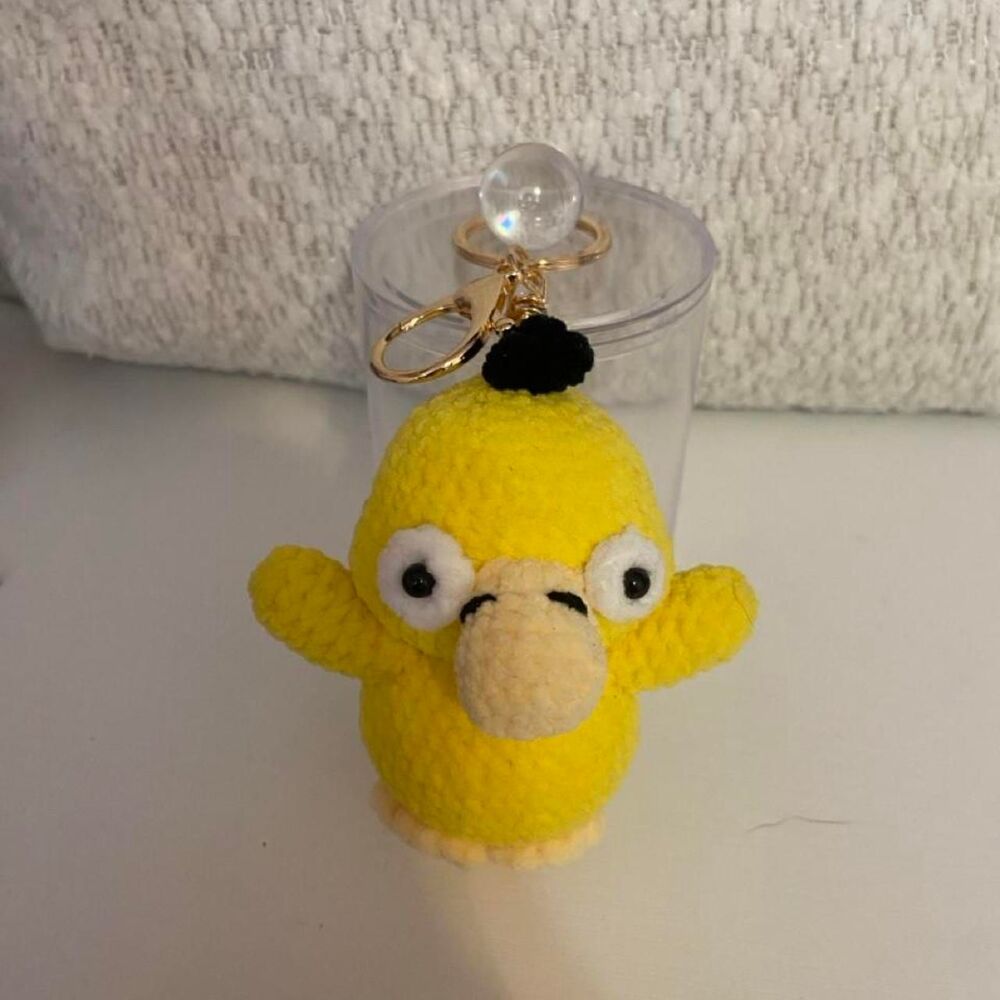 Handmade Crocheted Keychain Psyduck